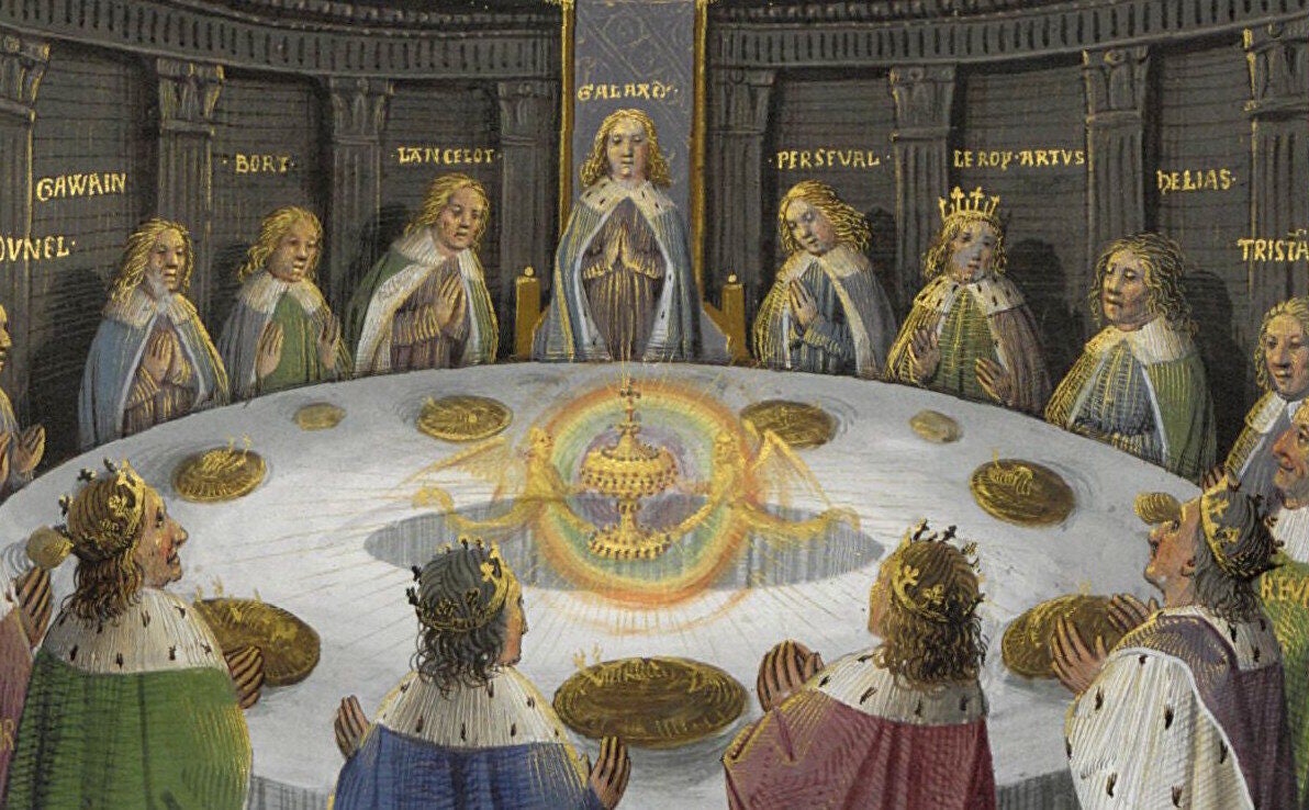 Image of Knights of the Round Table surrounding the Holy Grail