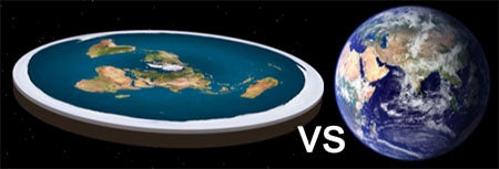 Image of flat earth and spherical earth