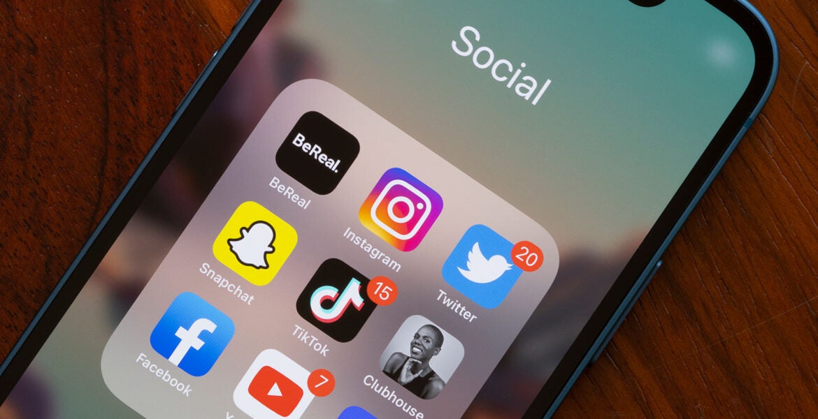 Image of iPhone with social media apps